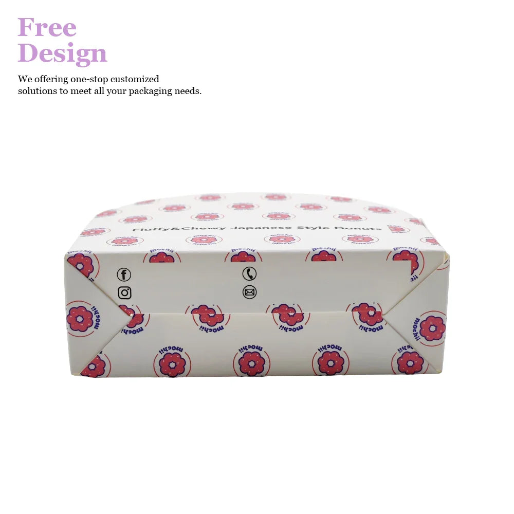 Custom Logo Printed Square Paper Bakery Box for Cupcakes Donuts Chocolate Packaging Glossy Matt Lamination for Food Packaging