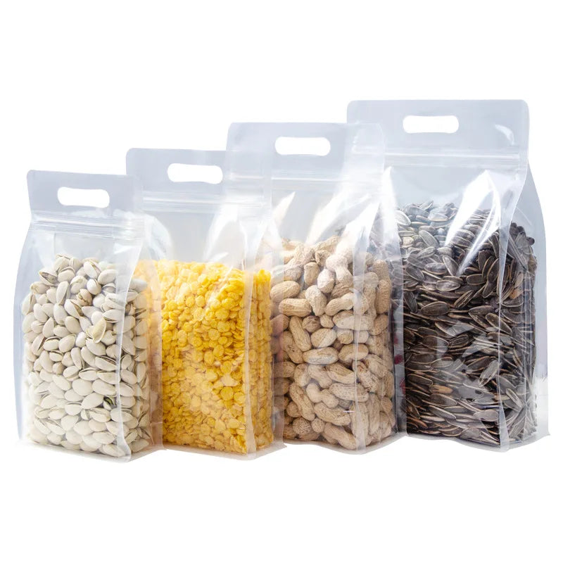 Transparent Clear Block Box Ziplock Food Packaging Bags 8 Side Seal Plastic Poly Moisture-Proof for Pet Food