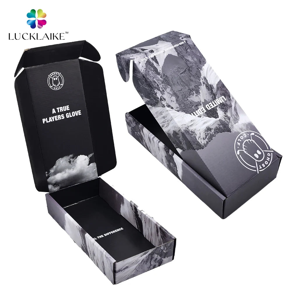 Customized Recycled Corrugated Subscription Sealing Foldable Black Kraft Airplane Flat Mailer Boxes with Custom logo for Cloth