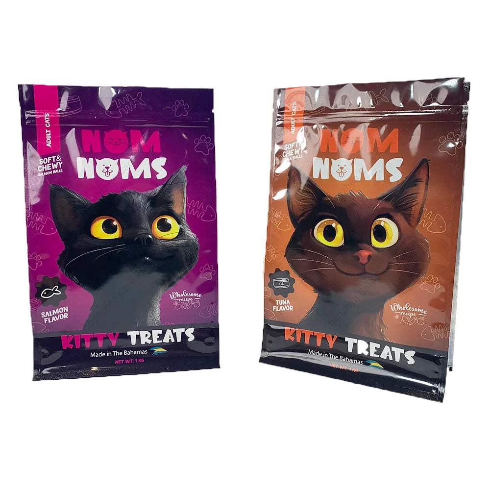 Custom 1 kg Pet Dog Cat Food Packaging Eight Side sealed Bag With clear Window and Zipper Snack Nut Plastic Bag Pouch