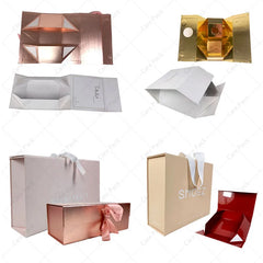 Eco-friendly Rigid Cardboard Bespoke Packaging Box Clothes Dress Shoes Storage Foldable Magnet Packaging Boxes With Ribbon