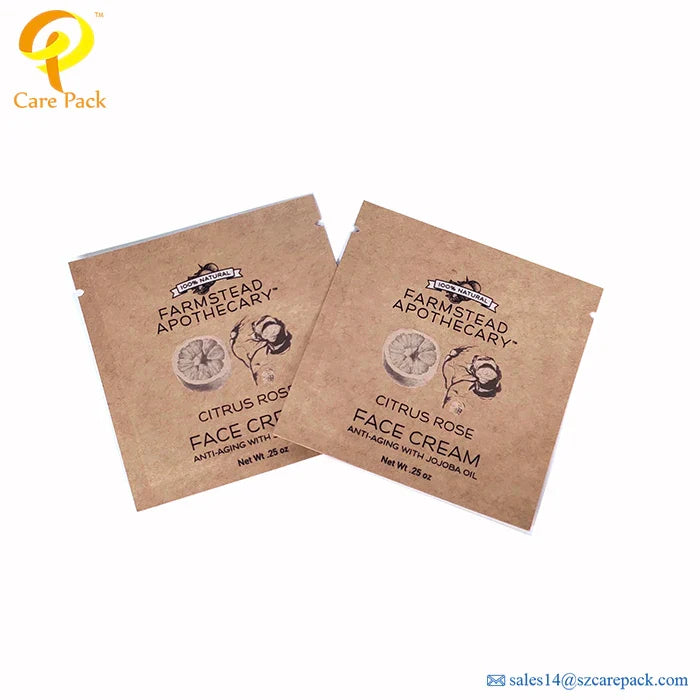 Custom Sample Small Empty Heat Small Kraft Paper 3 Side sealed Bag Aluminum Foil Sachet Bags for Coffee Tea Powder