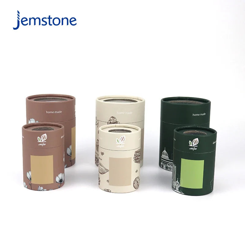 Custom Eco-Friendly Luxury Kraft Cardboard Tube Cylinder Top Window Opening for Tea Perfume Packaging Eco-friendly Paper Tube