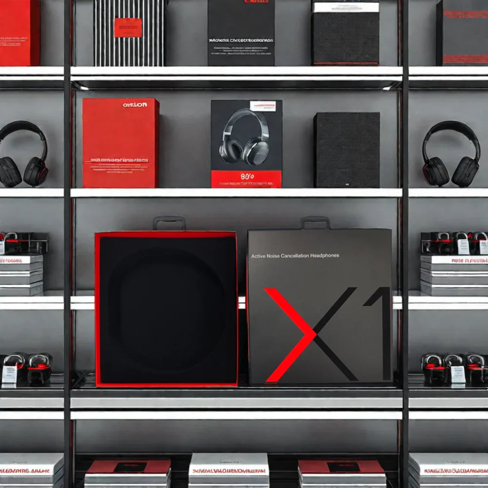 Unique Luxury Black EVA Wrapped 3 Layers Cardboard Headset With Charging Gift Set Gift Packaging Earphone Box