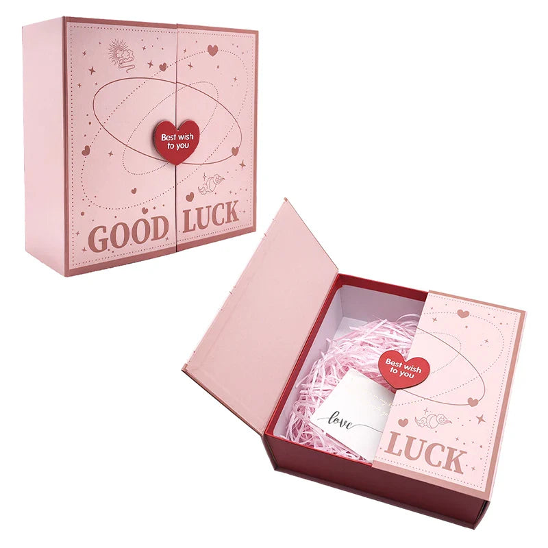 Luxury Custom Box Wedding Red Rigid Magnetic Close Double Door Opening Paper Gift Boxes Packaging with logo for Present