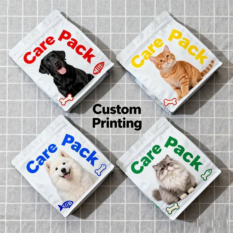 Custom Flat Bottom Pouch Side Sealing Cat Feed Treat 1.5kg 7kg 9kg Plastic Durable Seal Zip Bag