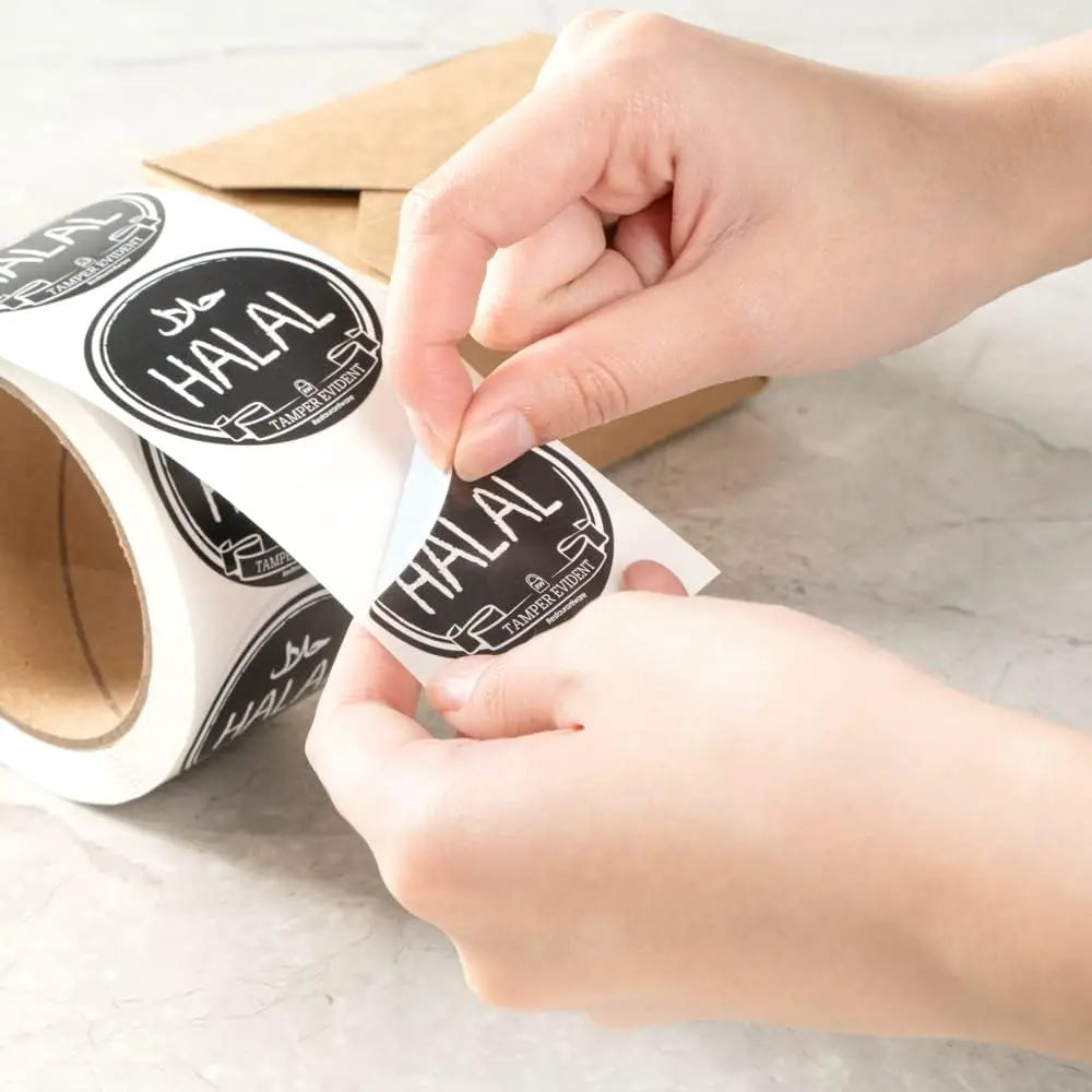 Custom Eco Friendly Food Grade Take Out Kraft Paper Bag Label Roll Packaging Safety Seal Sticker for Fast Food Delivery Bag