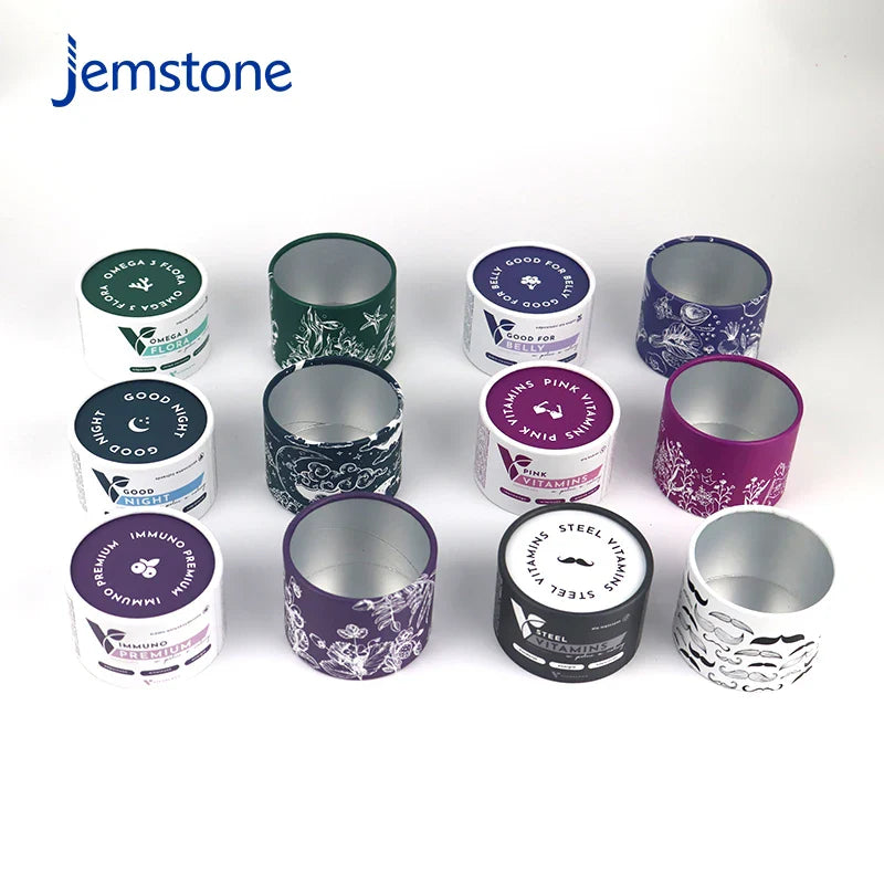 Eco-Friendly Custom logo Round Kraft Collagen Vitamin Paper Tube Candle Cardboard Tube Tea Powder Coffee Bean Cylinder Packaging