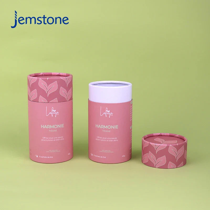 Eco-Friendly Custom Logo Round Luxury Kraft Cardboard Food Tea Bag Coffee Beans Powder Paper Tube Loose Tea Cylinder Packaging