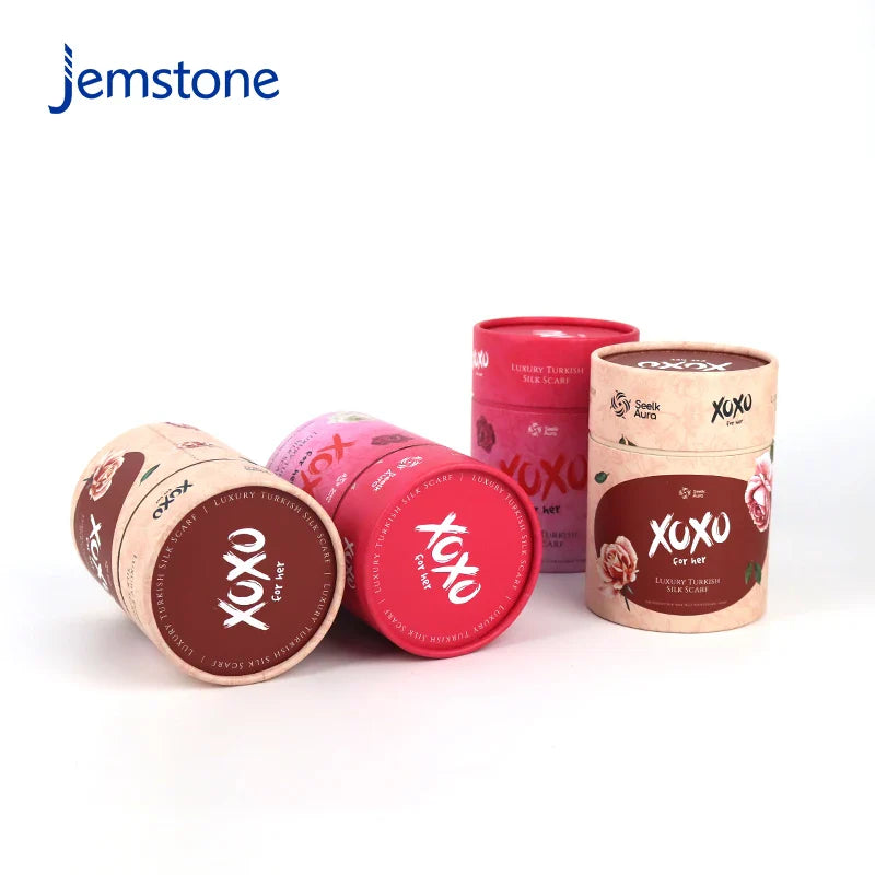 Printed Eco-Friendly Round Clothing Scarves Paper Tube Luxury Kraft Cardboard Cylinder Packaging