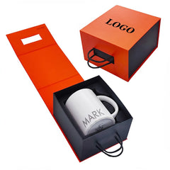 Wholesale Custom Coffee Tea Mug Ceramic Glass Cup Gift Package Rigid Paper Cardboard Box Packaging with Handle Foam Insert