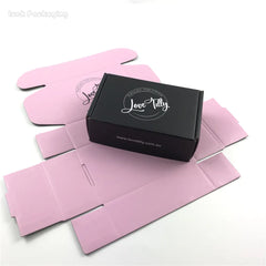 TEST  Wholesale High Quality Custom Size Corrugated Cardboard Box Black and Pink Cosmetic Set Postal Mailing Box for Cosmetic