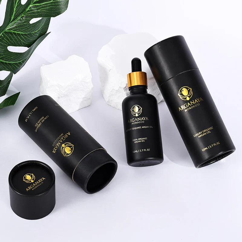 Custom Cylinder Product Cosmetic Black Round Kraft Push up Cardboard Tube Bottles Luxury Twist up Perfume Paper Tube Packaging