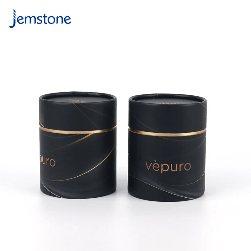 Custom Eco-Friendly Round Black Kraft Candle Cardboard Tube Box Food Tea Coffee Cylinder Packaging Cosmetic Perfume Paper Tube