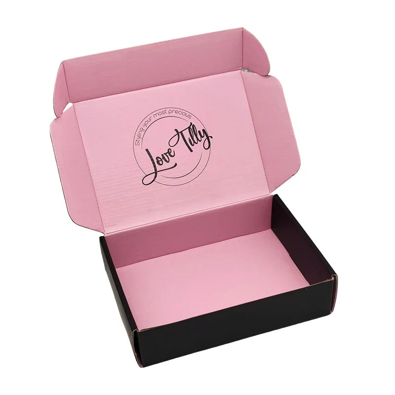 Custom Scatola Per Pacchi Personalizzate Branded Black Mailing Shipping Corrugated Verpackung Emballage Carton Underwear Box