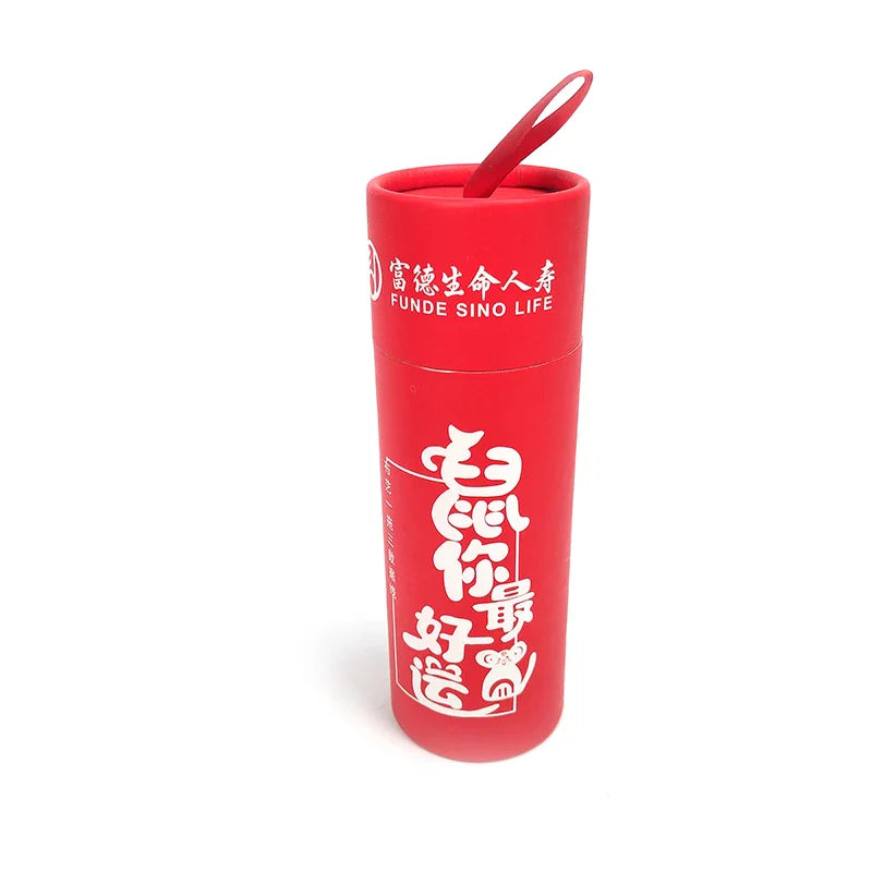 Electronics Package Printing Logo Red Paperboard Cylinder Round  USB Cable Custom Cardboard Paper Tube Box