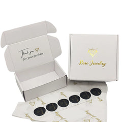 Custom Gold Foil White Corrugated Paper Shipping Lipgloss Package Emballage Carton Mailer Box with Sticker Mailier Pouch Bag