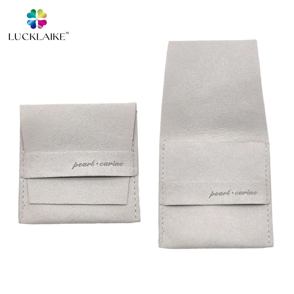 Custom Microfiber Velvet Jewelry Pouches Flannel Jewellery Envelope Bag Packaging With Logo for Coins Necklace Bracelet Earrings