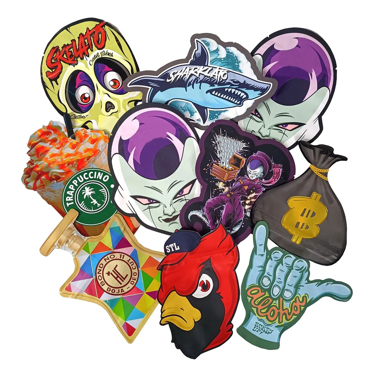 Special Bags Shaped 3.5 7 G Round Circle Irregular Resealable 3D Die Cut Red Corners Custom Shape Pouch Mylar Bag
