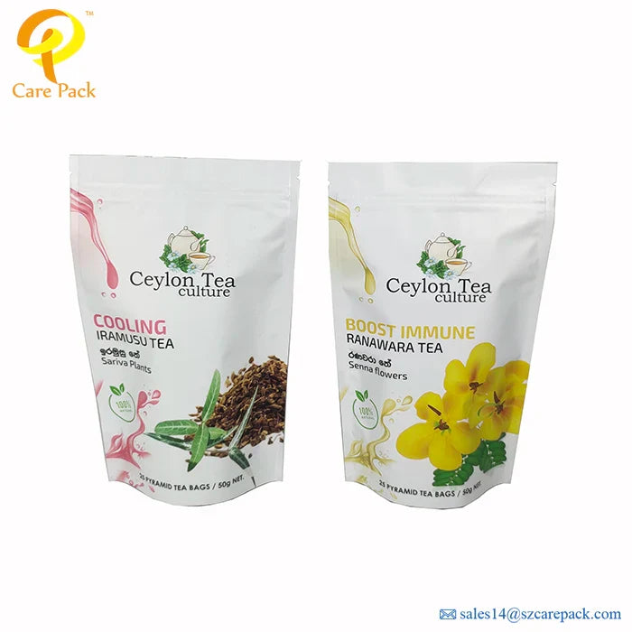 Stand up Pouches Bags Powder Packaging Tea Plastic Food Grand Packaging Customized Can Customized PE Digital Printing Zipper Top