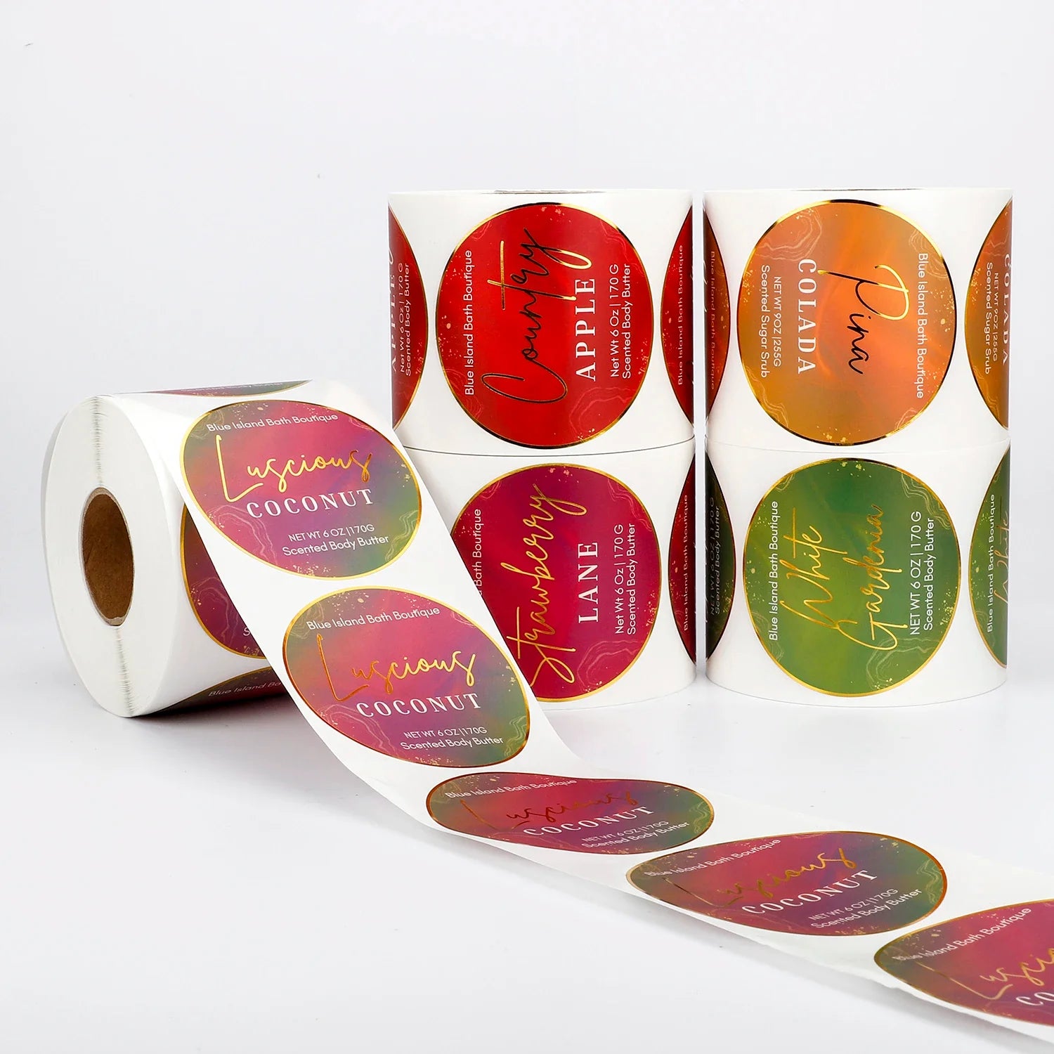 Custom Printing Etiquette Personnalisé Stickers Roll Waterproof Vinyl Adhesive Gold Foil Round Logo Stickers for Packaging Label