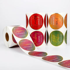 Custom Printing Etiquette Personnalisé Stickers Roll Waterproof Vinyl Adhesive Gold Foil Round Logo Stickers for Packaging Label