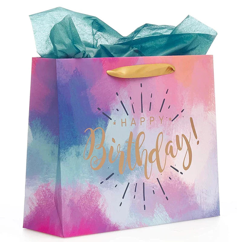 Custom Eco-friendly Luxury Sublimation Stand up Shopping Packaging Gift Party pink Paper Bag with logo