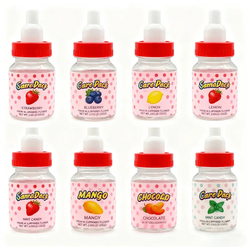 Wholesale Baby Bottle Shape PET Jar 70ML 100ML Colorful Lids 3.5g 7g 14g Plastic Jars for Candy Cookie Packaging