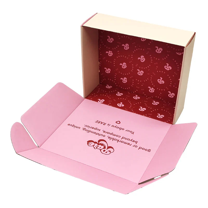 Luxury Corrugated Shipping Eyelash Press on Nails pink Boxes Custom Carton Gift Box Packaging with logo Packaging