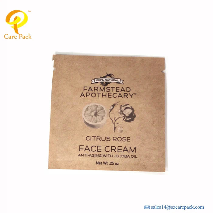 Custom Sample Small Empty Heat Small Kraft Paper 3 Side sealed Bag Aluminum Foil Sachet Bags for Coffee Tea Powder