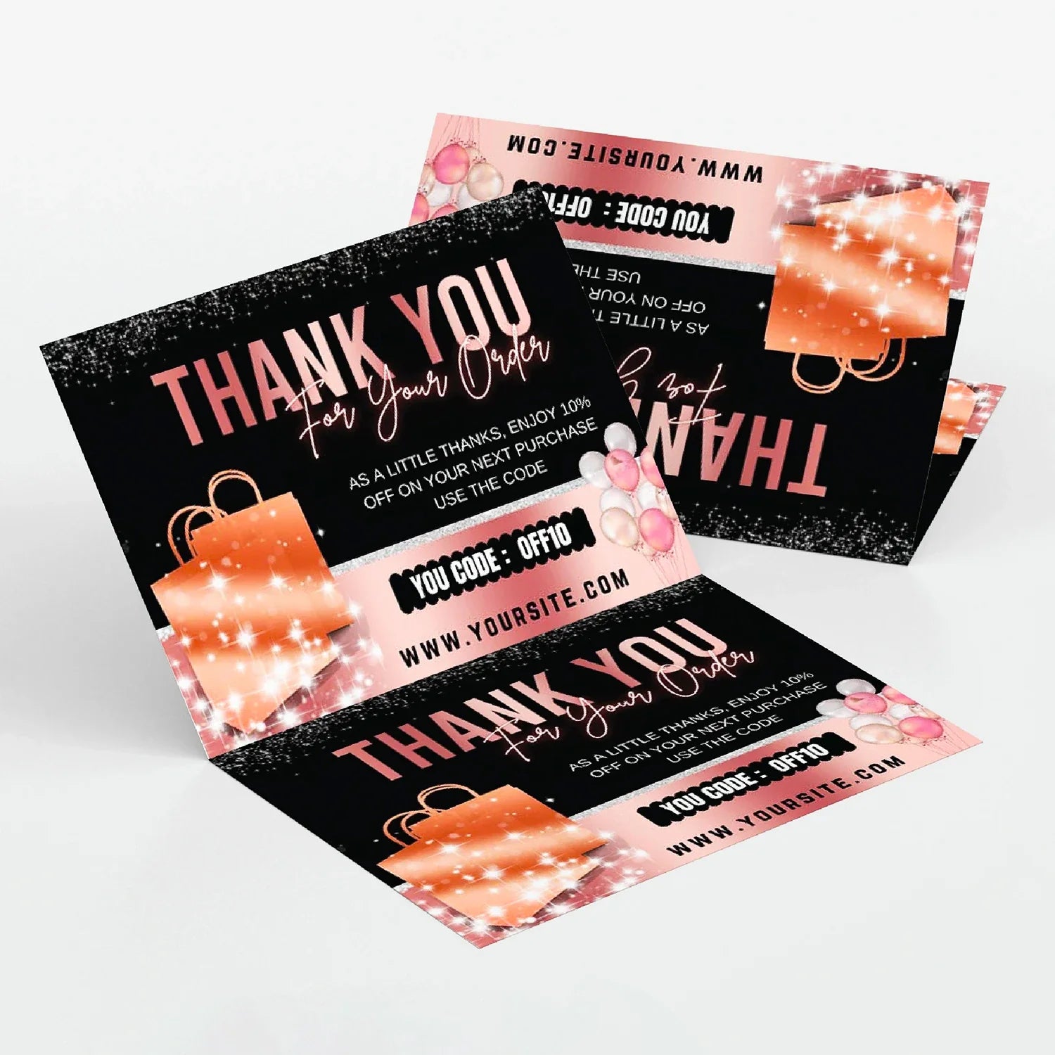 Personalized Custom Gold Foil Postcards Printing Thank You Merry Christmas Greeting Gift Card With Envelopes for Small Business