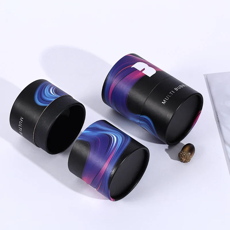 Custom Round Food  Black   Packaging Bottles Luxury Cardboard Tube Push up Gold Foil Paper Tube Box Packaging