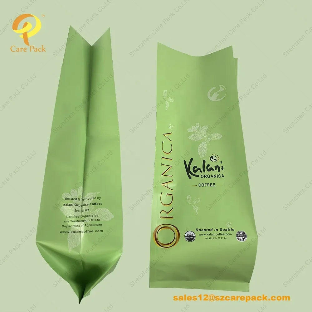 Custom 5 Lbs Coffee Bean  Powder 250 g 500 g 1 kg  Packaging Side Gusset With Valve Tin Tie High Quality Pouch Tea Leaves Bag