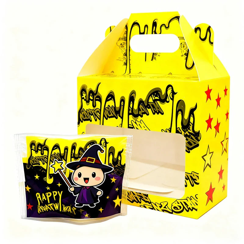 Halloween 3.5g 7g 14g Resealable Die Cut Edible Ziplock Bags Handle Packaging Box Set With PET Window