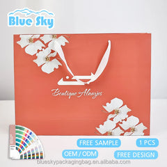 Festive Gift Paper Handbags with Ribbon Handles Christmas/New Year/Valentine's Day Themed Packaging (Custom Colors & Logos)