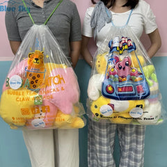 OEM/ODM Customized Toy Doll Transparent Drawstring Backpack Wholesale Clear Plastic Drawstring Backpack for Claw Stuffed Animal