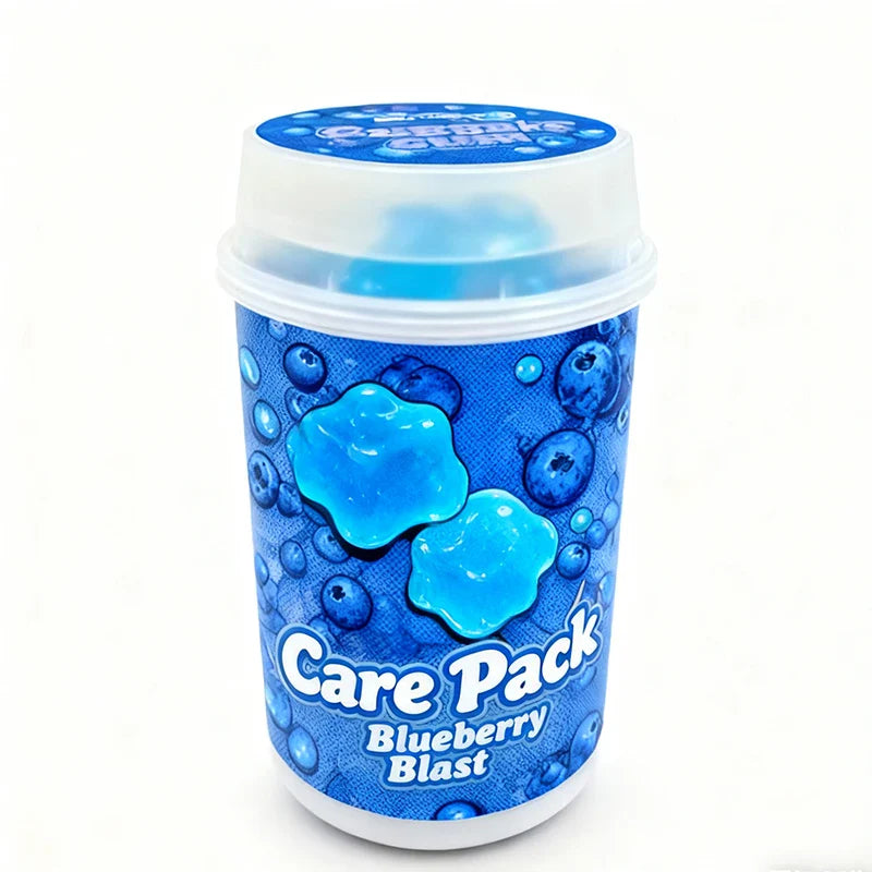 New Trend Push pop Jar 3.5g Container Stickers Gummy Cookie Clear Plastic Jars With Screw Top