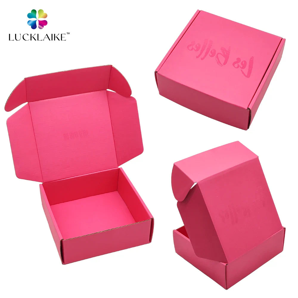 Free Sample Hot Pink Uv Logo Mystery Folding Carton Cardboard Parcel Delivery Custom Boxes Packaging for Shipping Box With Logo