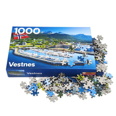 Customize Design Vestnes Landscape Child Paper Cardboard Educational Jigsaw Puzzle 1000 Piece Games for Adults Kids