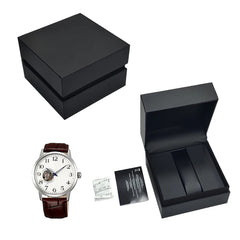 Luxury Premium Black Pu Leather Paper Cardboard Collection Gift Men Ladies Jewelry Watches Box Packaging With Logo