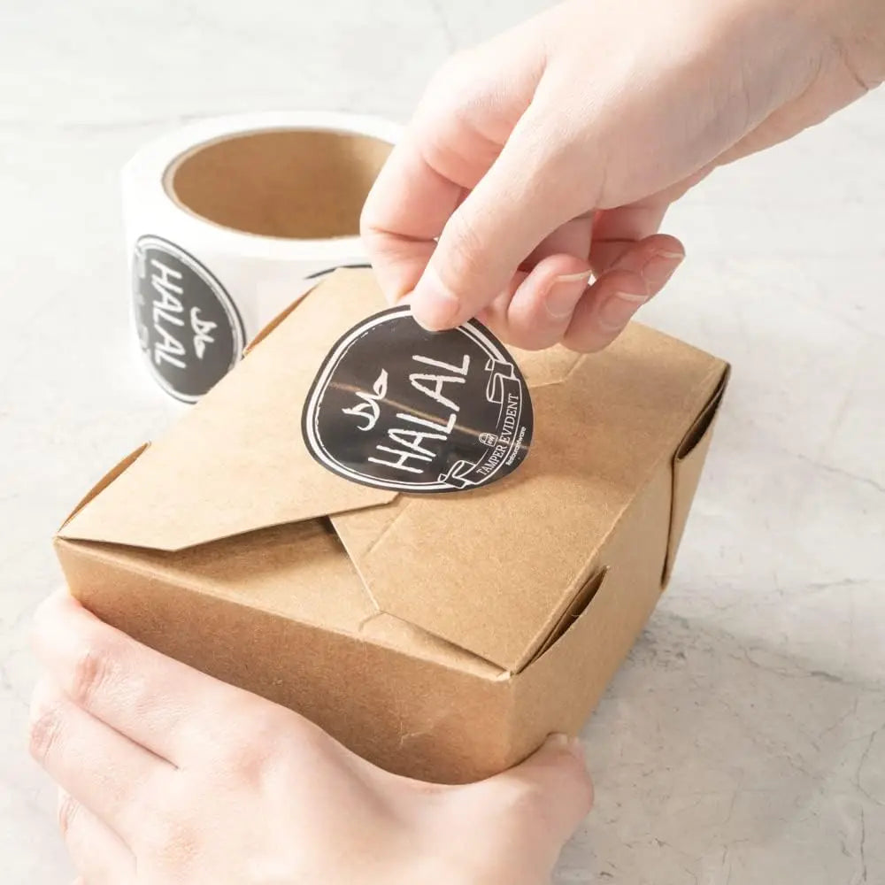 Custom Eco Friendly Food Grade Take Out Kraft Paper Bag Label Roll Packaging Safety Seal Sticker for Fast Food Delivery Bag