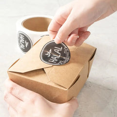 Custom Eco Friendly Food Grade Take Out Kraft Paper Bag Label Roll Packaging Safety Seal Sticker for Fast Food Delivery Bag