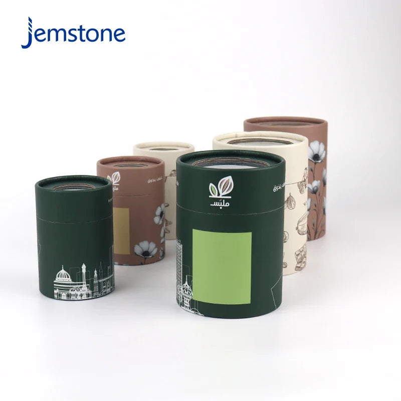Custom Eco-Friendly Luxury Kraft Cardboard Tube Cylinder Top Window Opening for Tea Perfume Packaging Eco-friendly Paper Tube