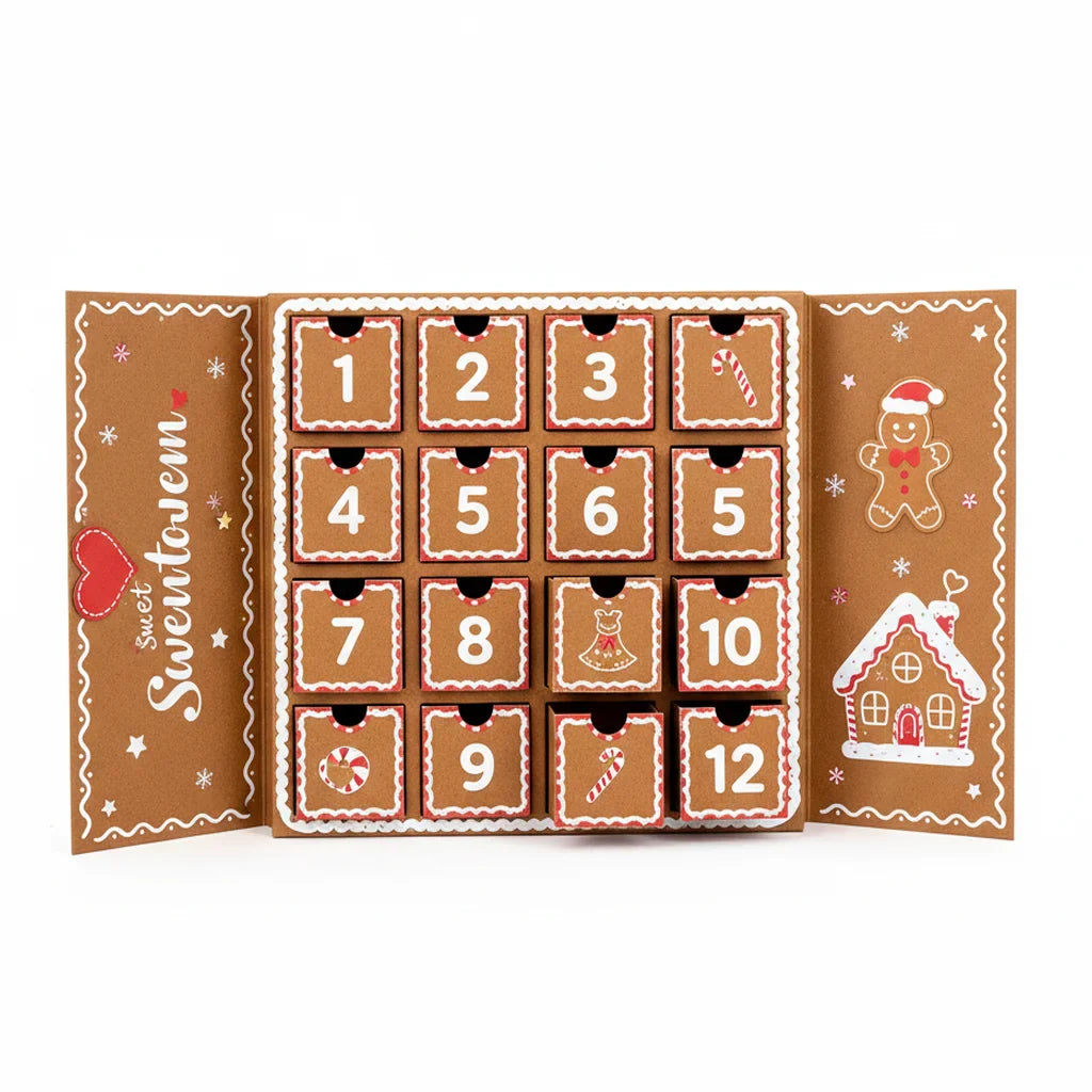 Custom 12 Days Cosmetic Makeup Jewelry Crystal Stone Eye Lashes Collection Box Christmas Countdown Advent Calendar Boxes