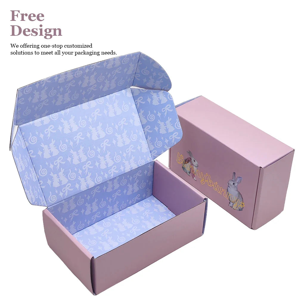 Custom Corrugated Mailer Cardboard Hot Stamping Pink Shipping Boxes for Clothing Shoe Perfume Packaging Paper Boxes for Business