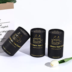 Custom Packaging Tea  Food Round Luxury Cardboard Tube Black Push up Gold Foil Paper Tube Box Packaging