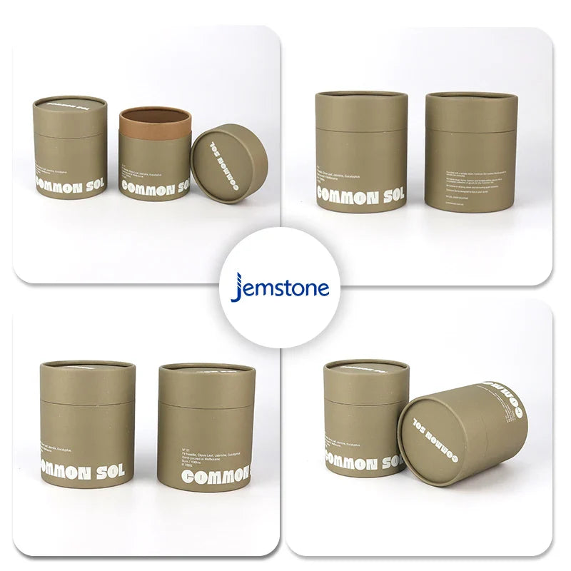 Custom Logo Food Loose Tea Coffee Cylinder Packaging Box Candle Jar Round Cardboard Tube Luxury Aromatherapy Kraft Paper Tube