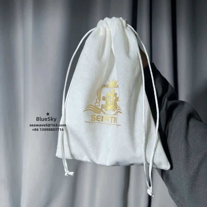 Poly Cotton Custom Color Brand Handle Packing Drawstring Packaging Pouch Bag for Clothes Gift Present