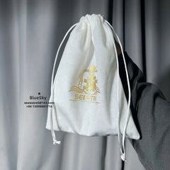 Poly Cotton Custom Color Brand Handle Packing Drawstring Packaging Pouch Bag for Clothes Gift Present