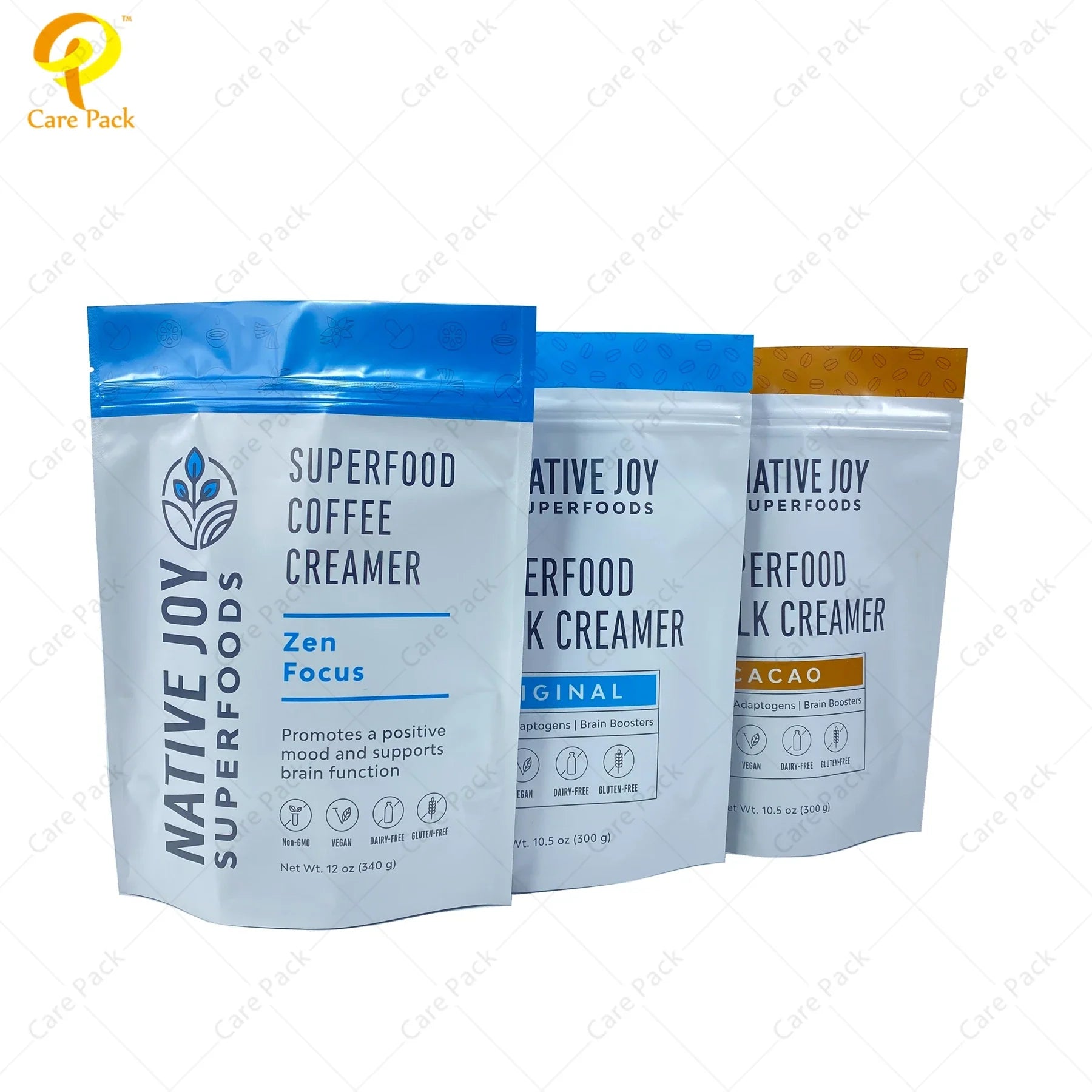 Whey Protein Powder Bag Food Grade 500g Matcha Cacao Protein Powder Zip Lock Stand up Pouch Food Packing Bags